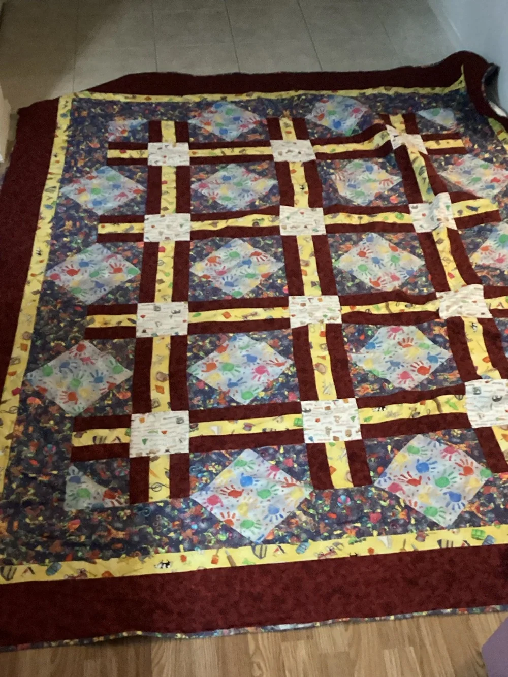 Twin size handmade Multicolor Patchwork Quilted child’s Bedspread